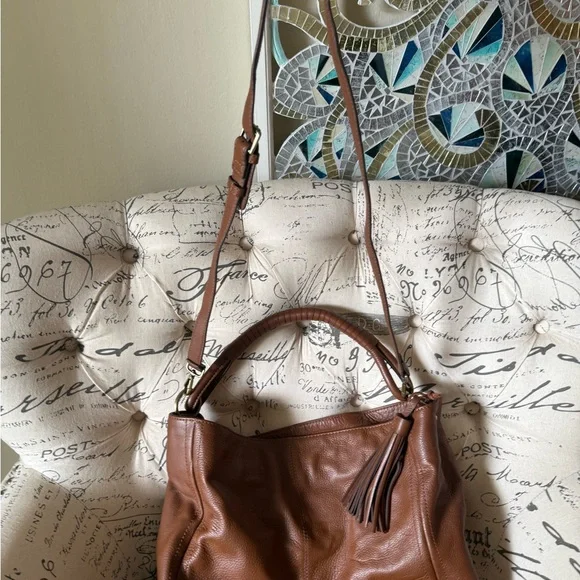 NWOT Brown Leather Satchel Bag - Picture 2 of 4